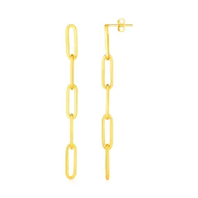 14K Yellow Gold Five Link Paperclip Chain Earrings RX74633