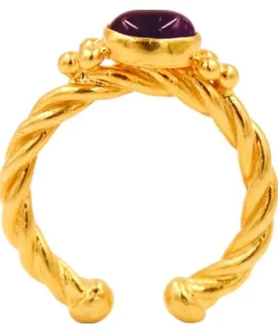 1610Istanbul Gold Women Harem Amethyst Ring