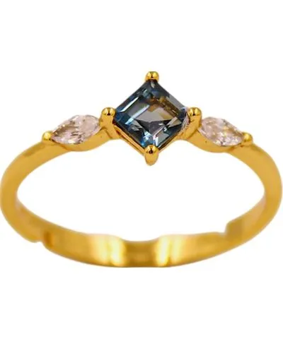 1610Istanbul Gold Women Harem Blue Topaz Ring