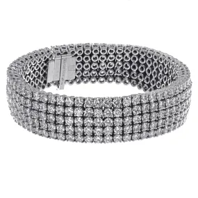 18K White Gold Diamond Bracelet with Five Rows And Total 25.15 CT Diamonds