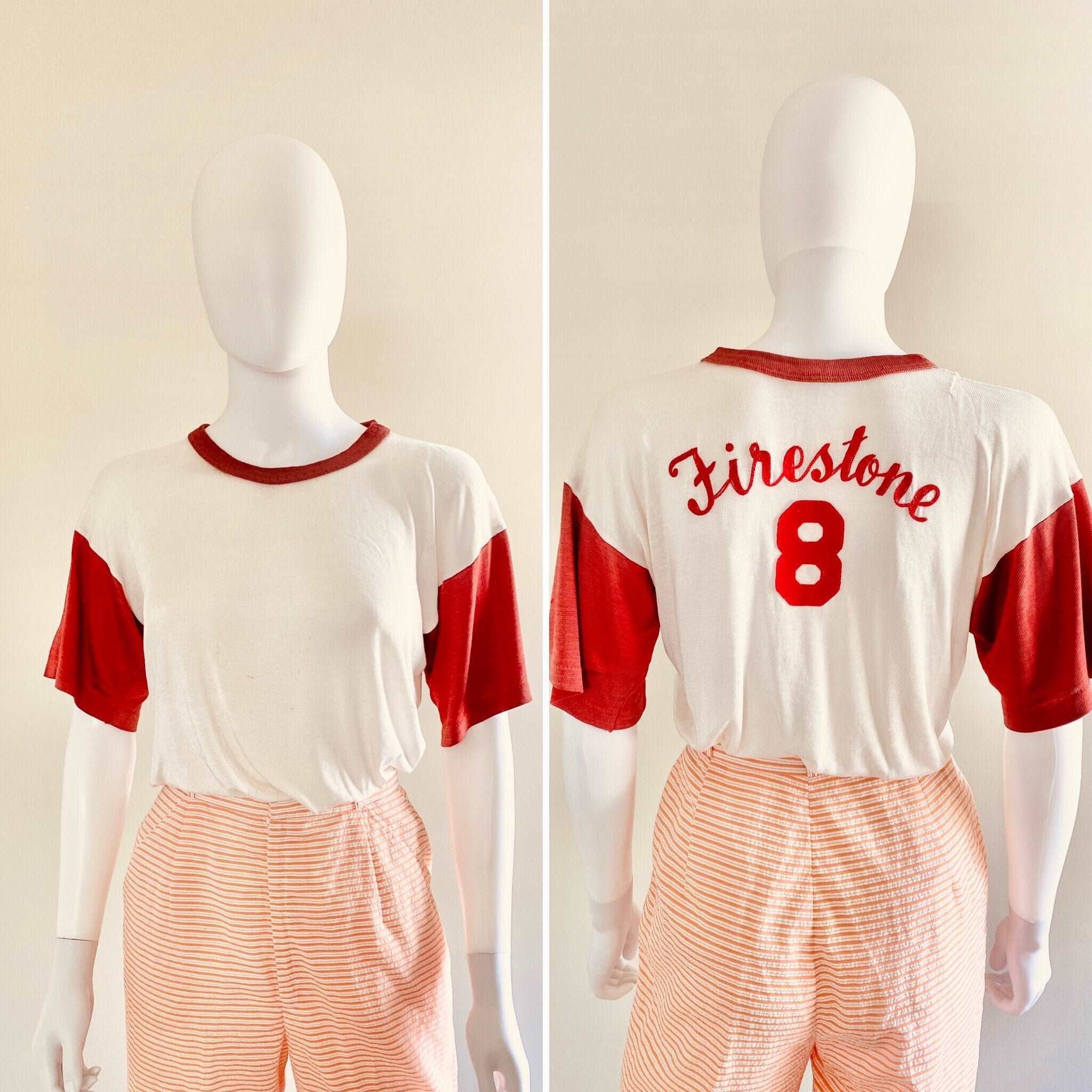 1940s vintage baseball tshirt, retro rayon tshirt, size small medium