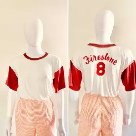 1940s vintage baseball tshirt, retro rayon tshirt, size small medium