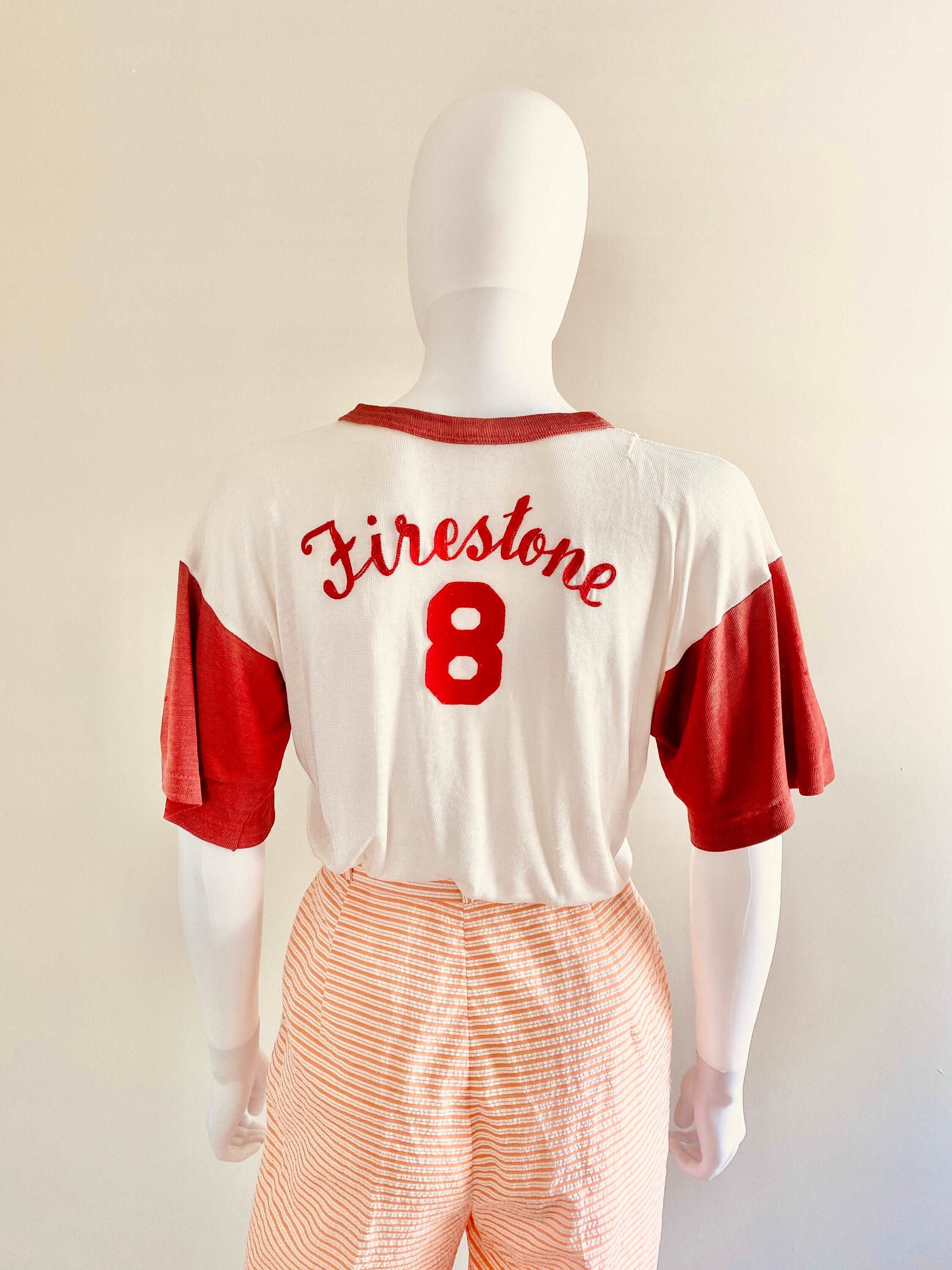 1940s vintage baseball tshirt, retro rayon tshirt, size small medium