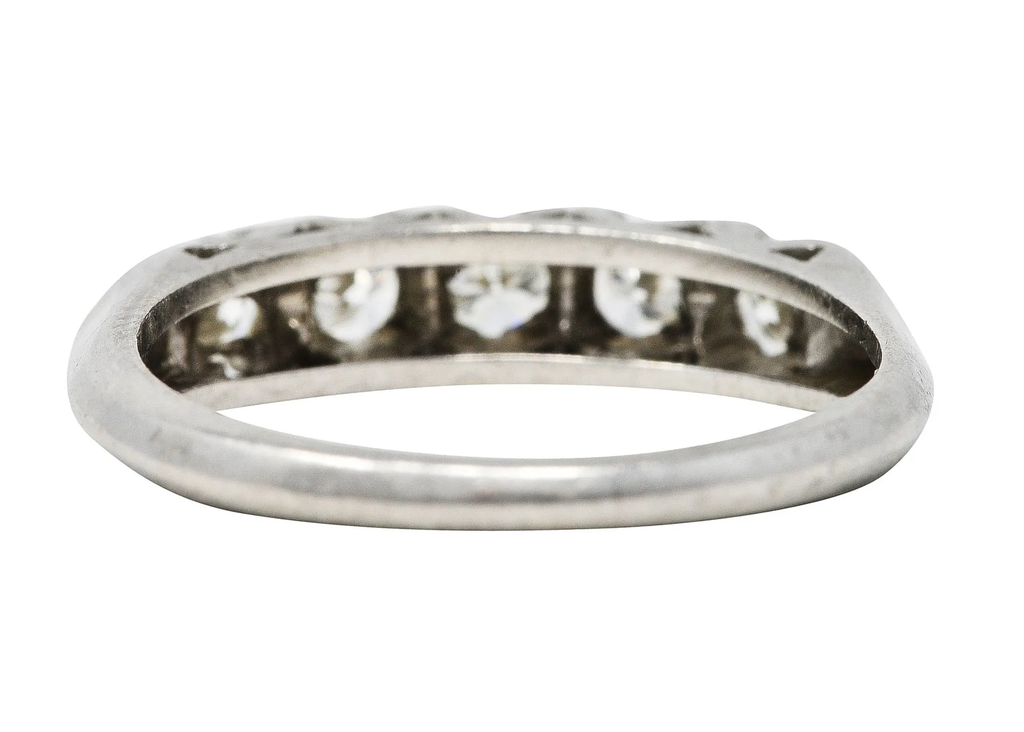 1950's Mid-Century Platinum Fishtail Band Ring 0.50 CTW Diamond Five Stone