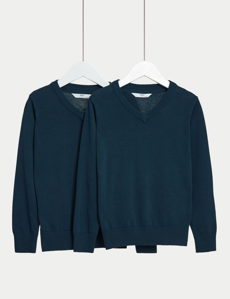 2 pack cotton school jumper, unisex, for ages 3-18.