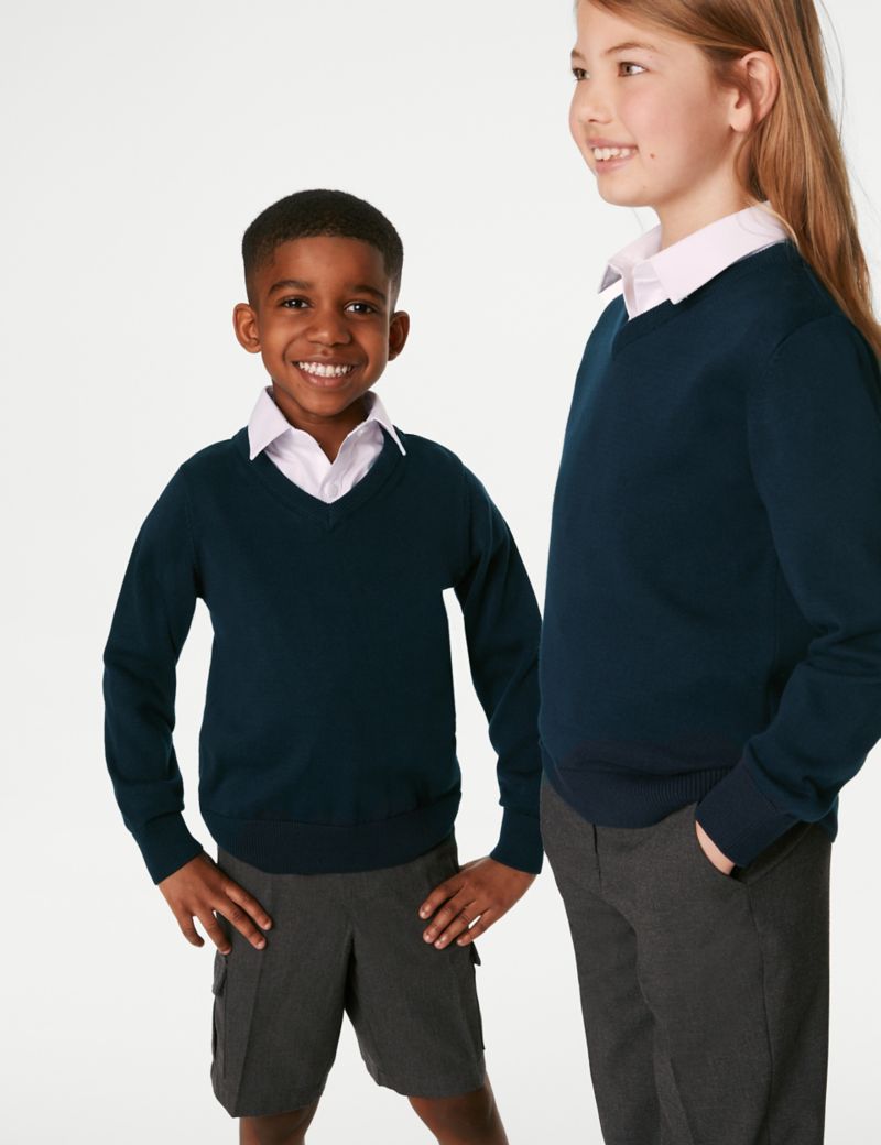 2 pack cotton school jumper, unisex, for ages 3-18.