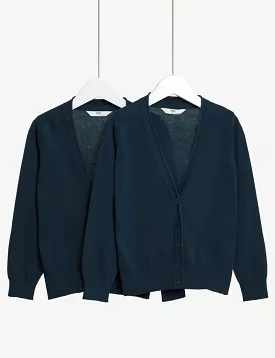 2-pack Girls' Cotton School Cardigan (3-18 Years)