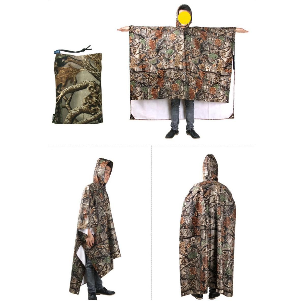 3 In 1 Multifunctional Camouflage Raincoat Poncho Backpack that also serves as a Rain Cover, Awning Tent, and Rainning Clothing