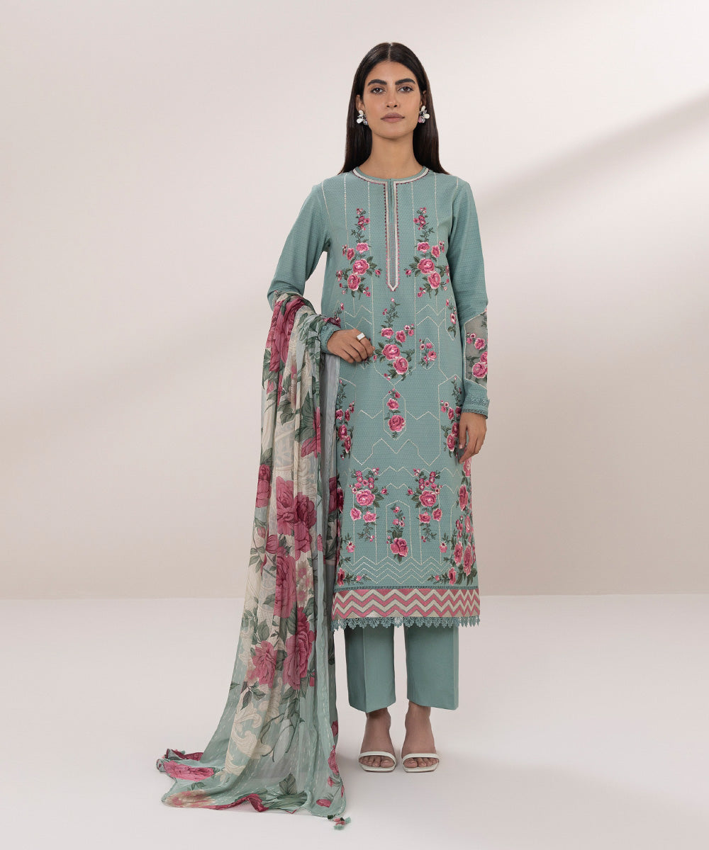 3 Piece - Embroidered Dobby Suit | Shop Now