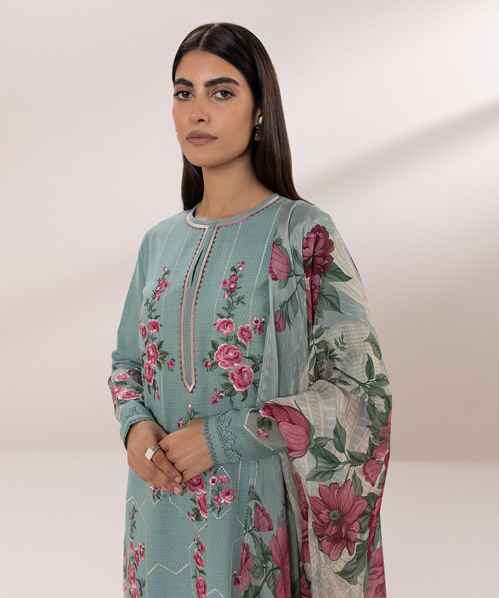 3 Piece - Embroidered Dobby Suit | Shop Now