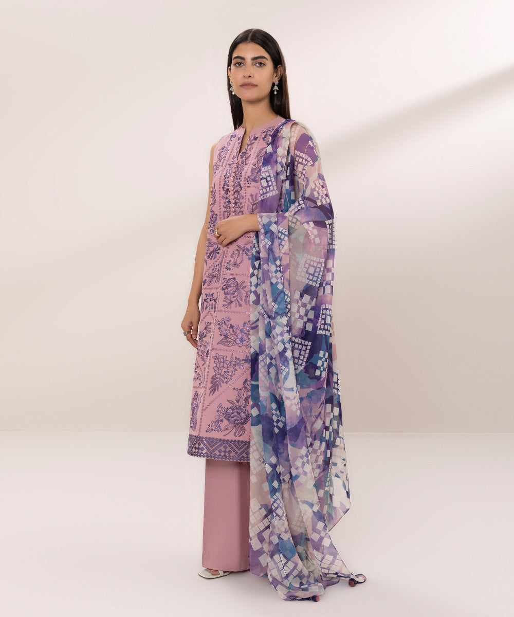 3 Piece - Embroidered Lawn Suit: Shop now for trendy embroidered lawn suits in three-piece sets.