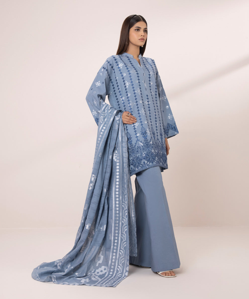 3 Piece Jacquard Suit with Embroidery