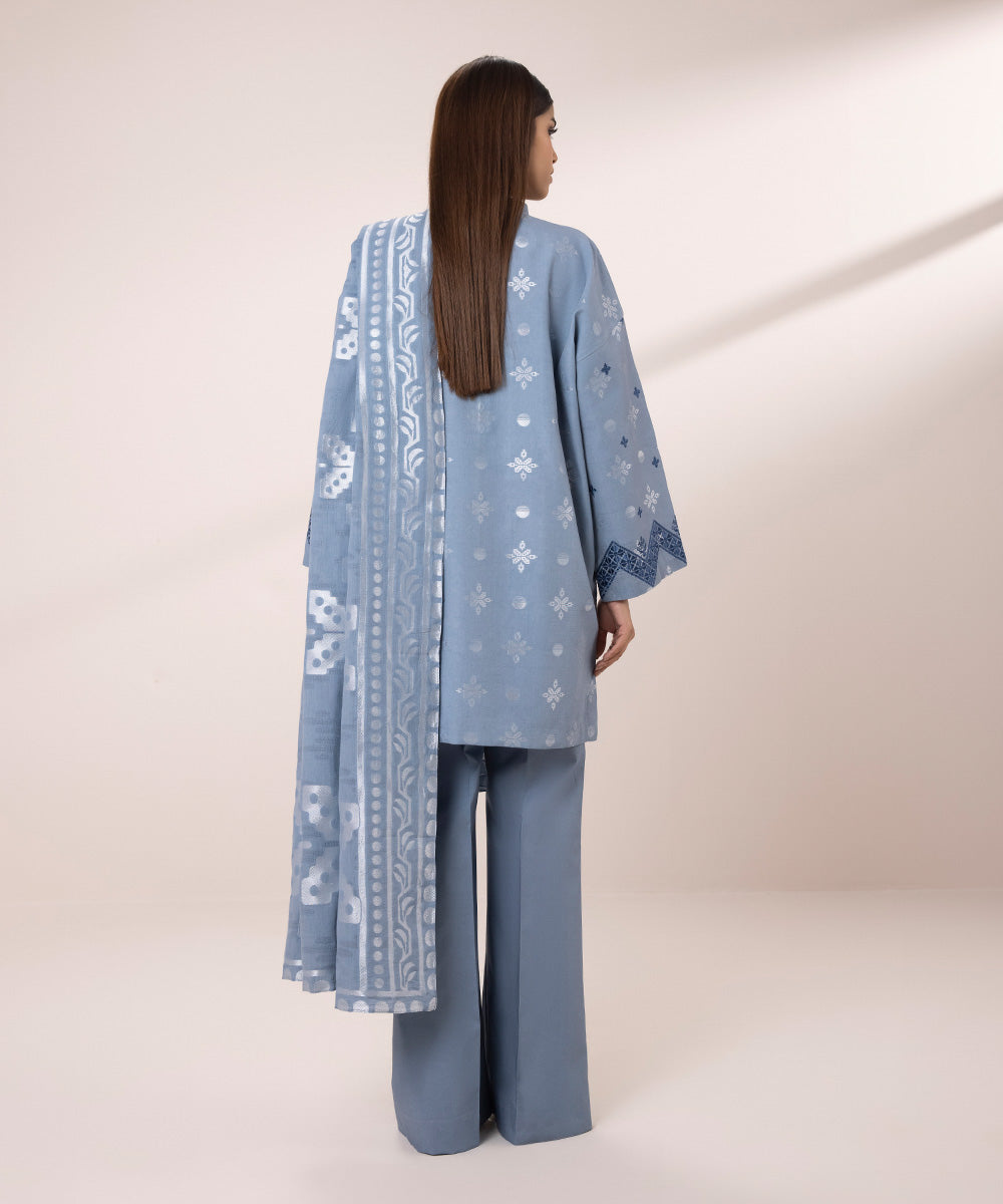 3 Piece Jacquard Suit with Embroidery