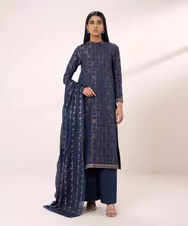 3 Piece Jacquard Suit with Embroidery