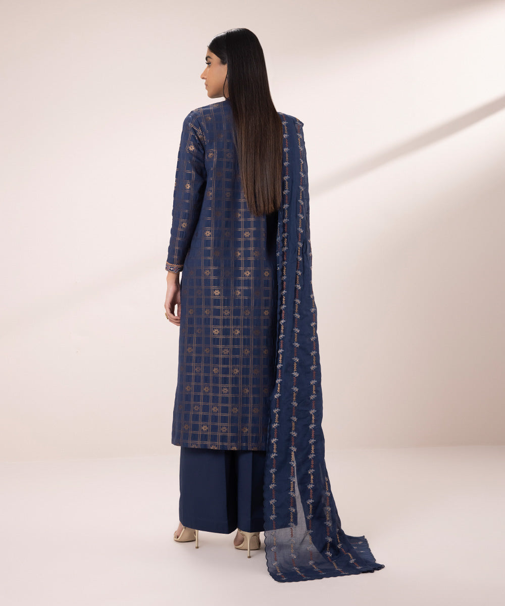 3 Piece Jacquard Suit with Embroidery