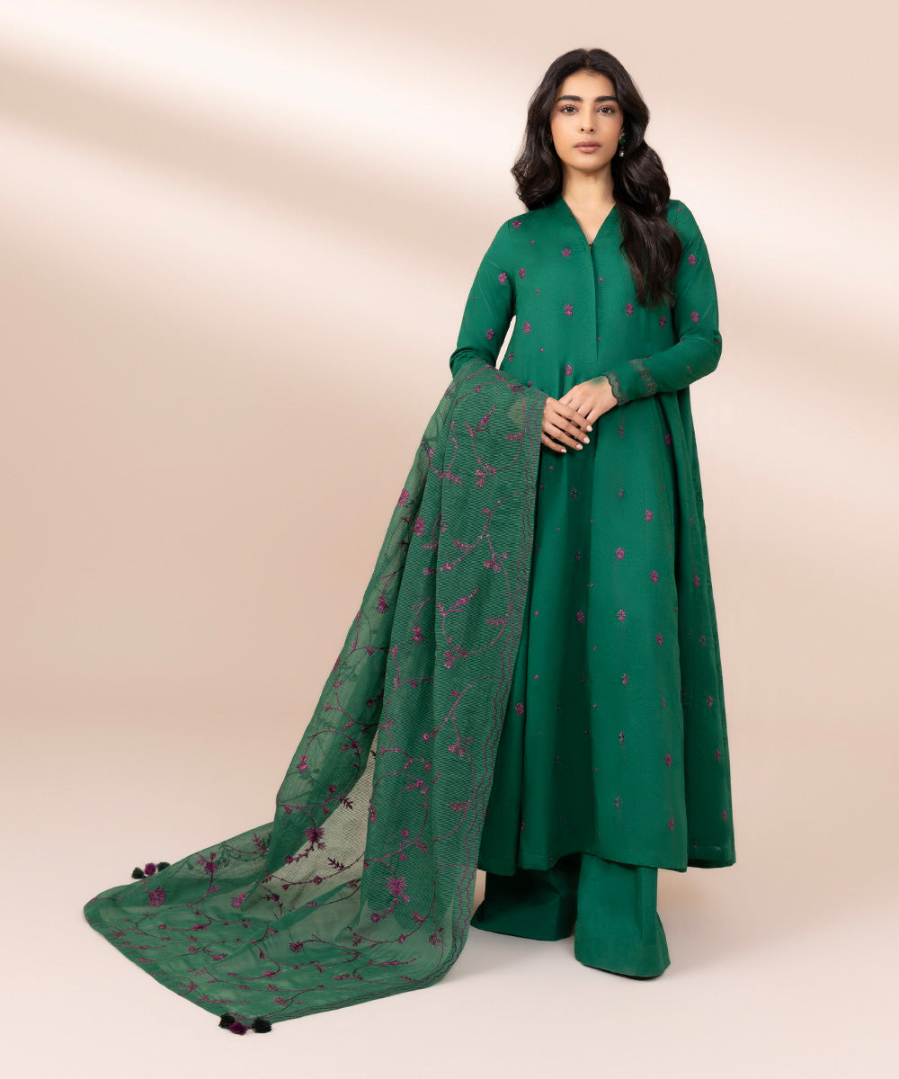 3 Piece Jacquard Suit with Embroidery