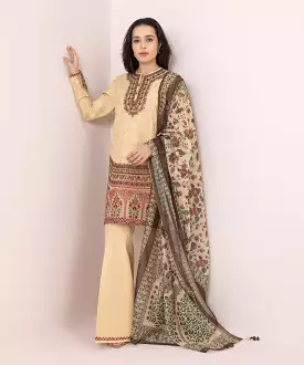 3 Piece Jacquard Suit with Embroidery