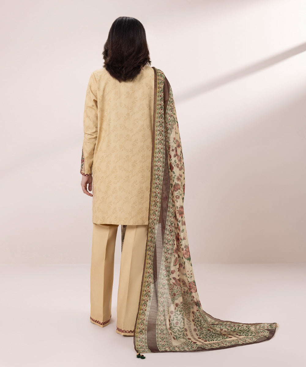 3 Piece Jacquard Suit with Embroidery