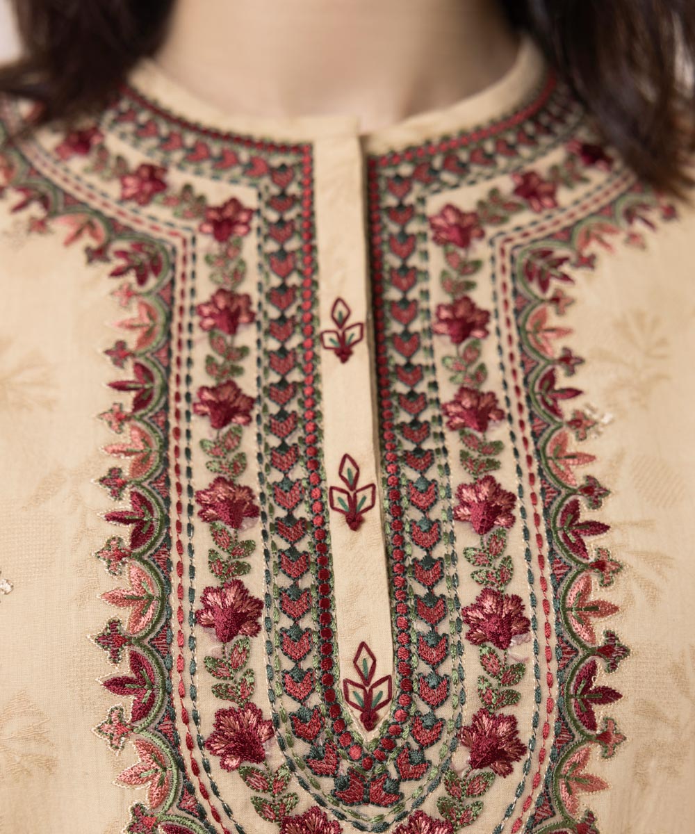 3 Piece Jacquard Suit with Embroidery