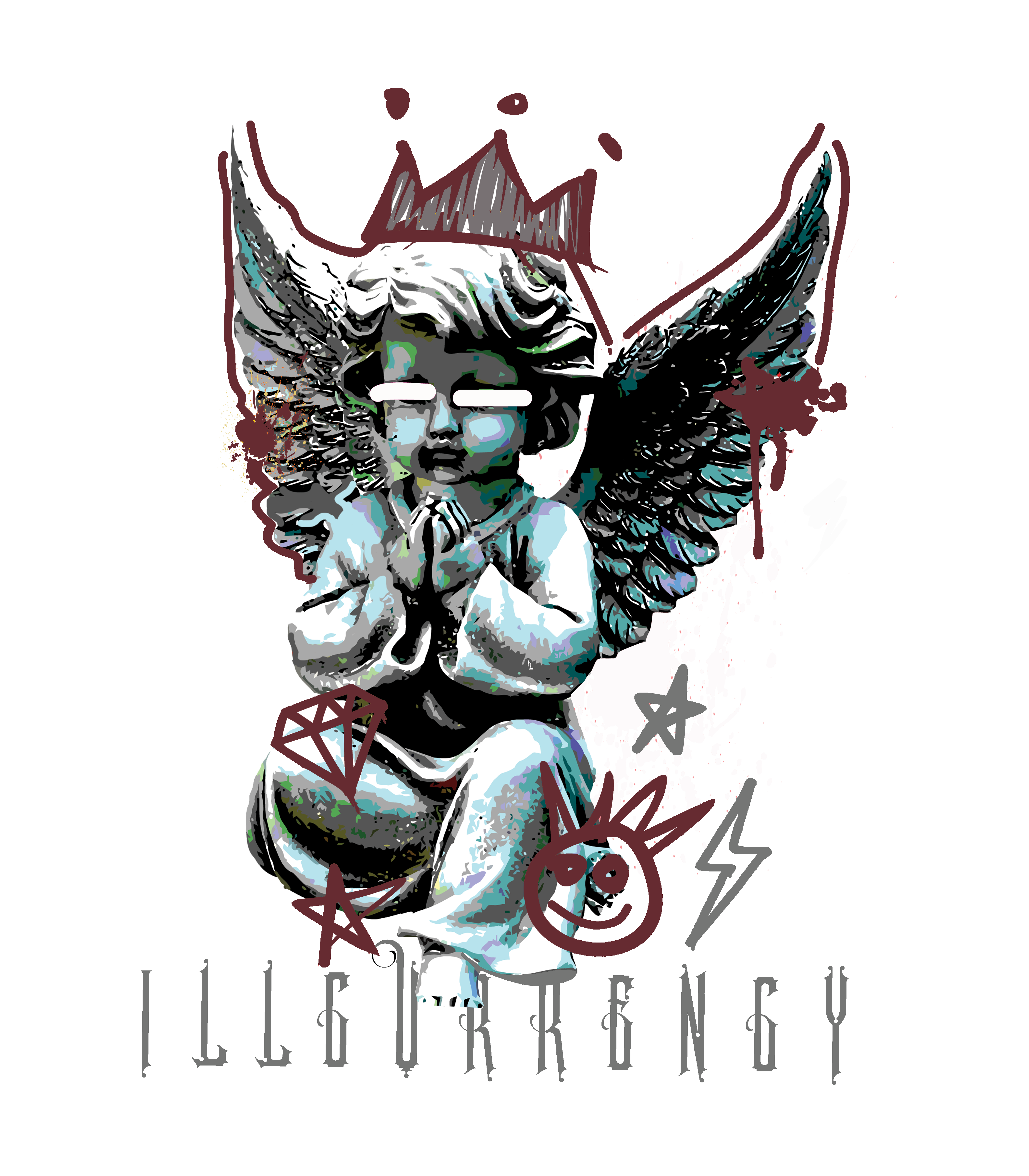 A Ma Maniére x Air Jordan 5 Black T-Shirt | illcurrency Black Tee (Graffiti Angel)