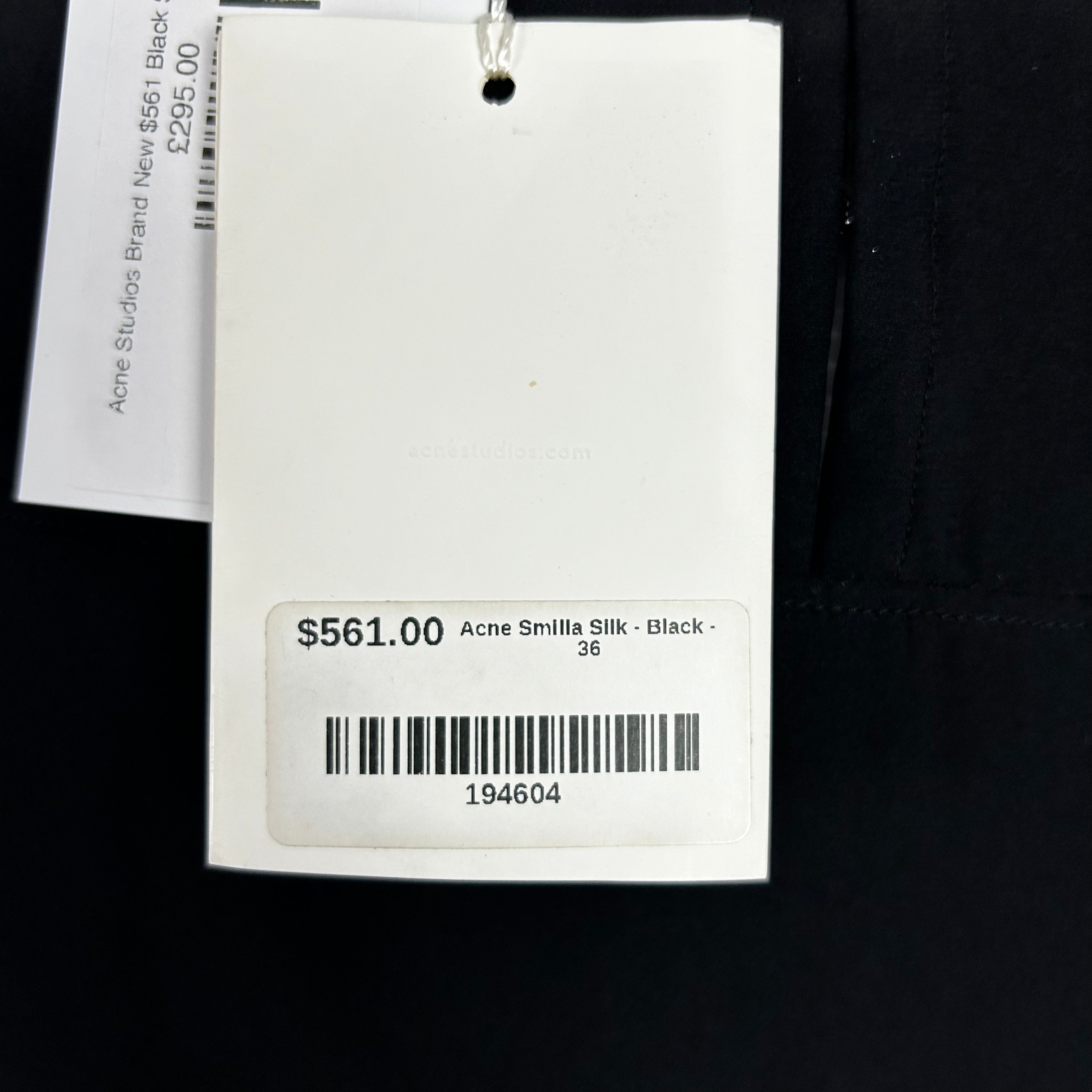 Acne Studios Black Silk Smilla Dress XS $561 - Brand New