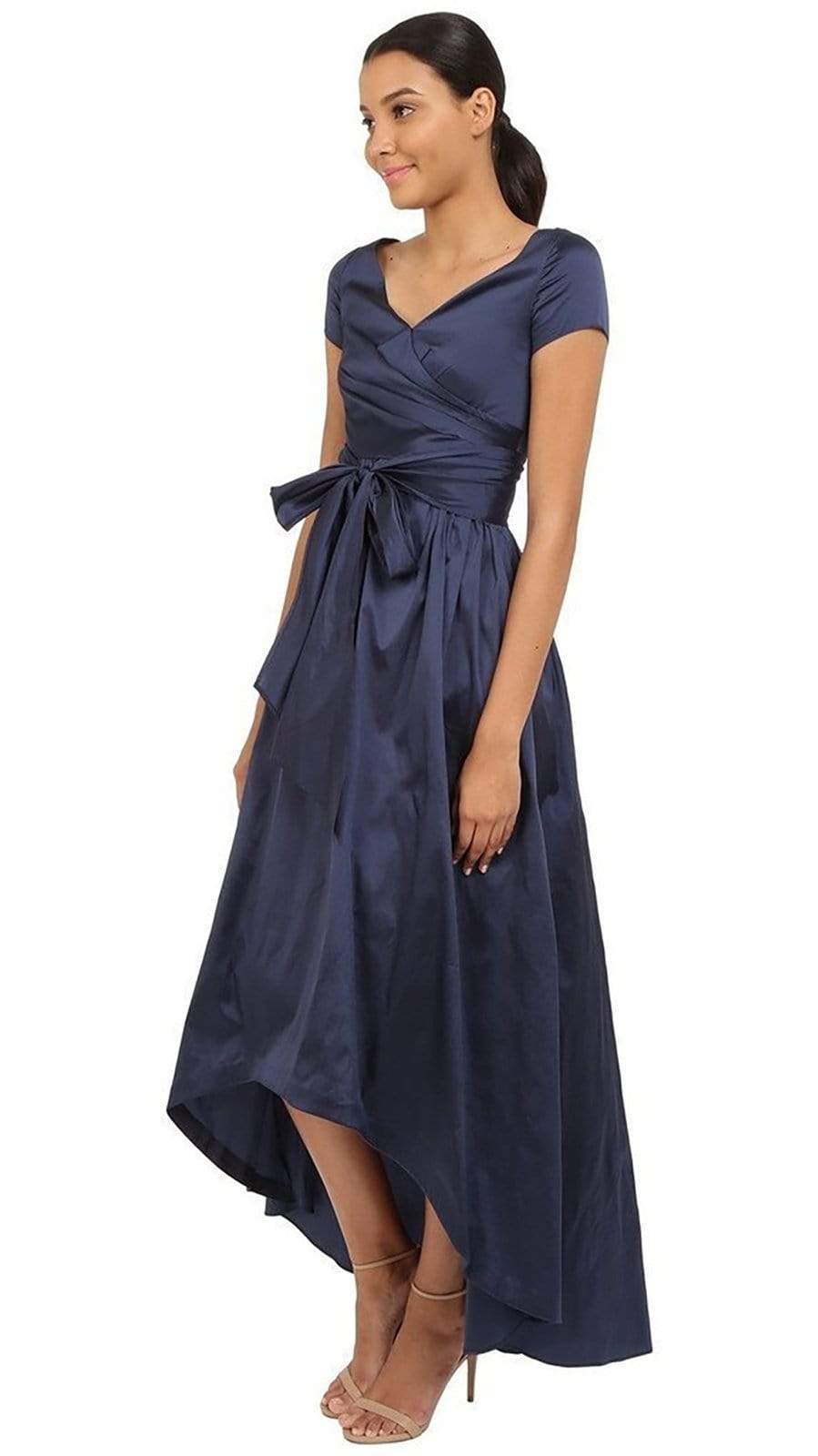 Adrianna Papell High-Low Gown - 81917430 Ruched Taffeta