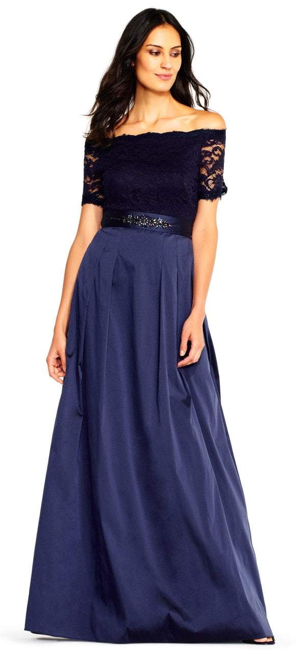 Adrianna Papell Off-Shoulder Taffeta A-line Gown - AP1E201965