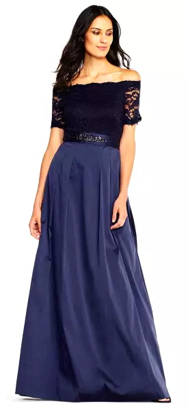 Adrianna Papell Off-Shoulder Taffeta A-line Gown - AP1E201965