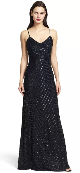 Adrianna Papell V-Neck Beaded Gown 91905320