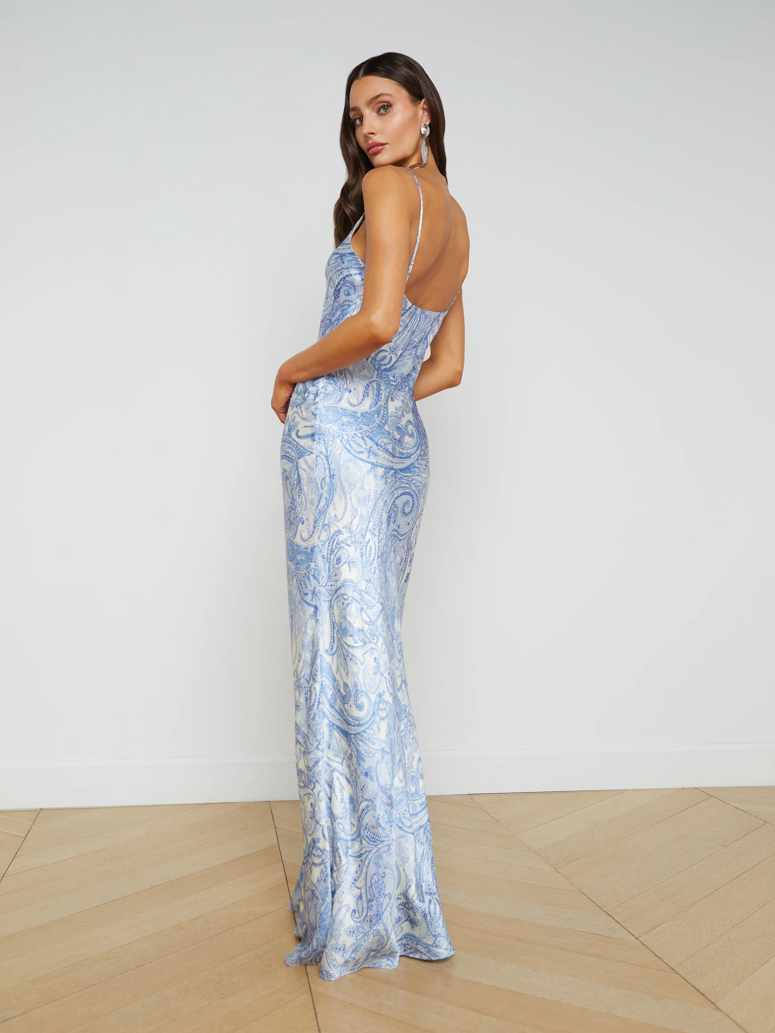 Agence Silk Slip Dress Ivory/Blue Paisley - Shop Now!