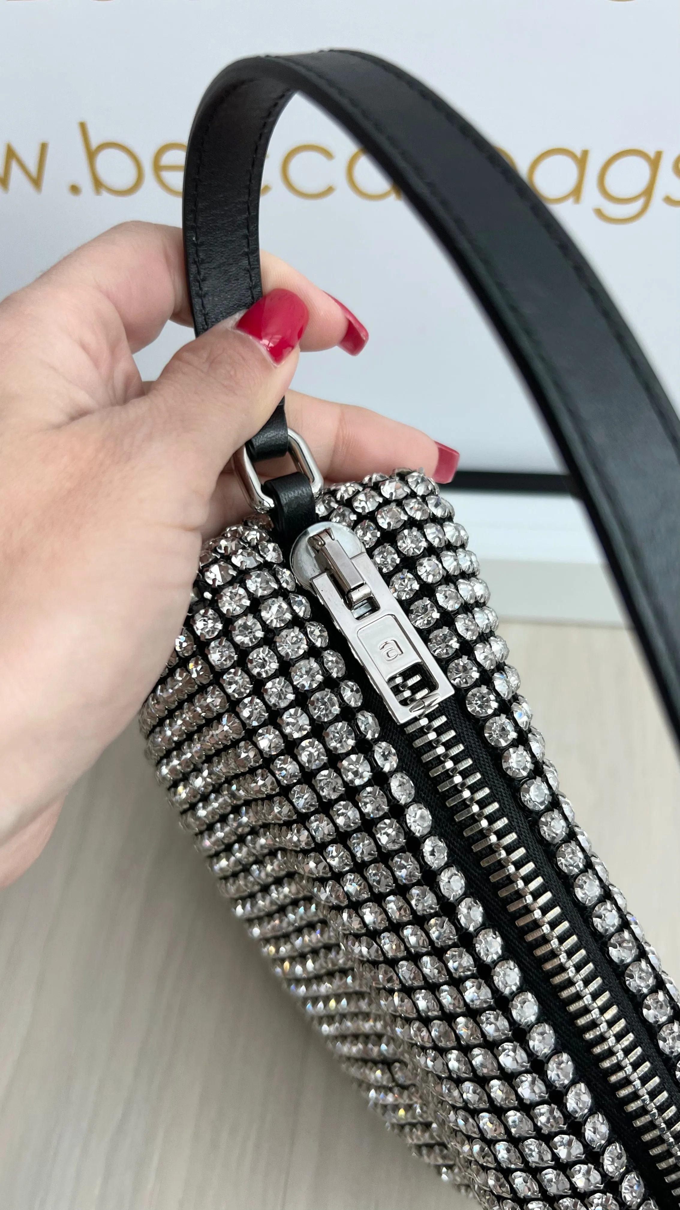 Alexander Wang rhinestone clutch bag medium Wangloc size.