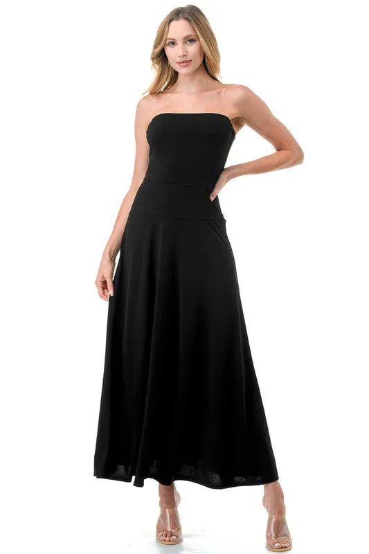 Black Ariella Tube Flare Maxi Dress