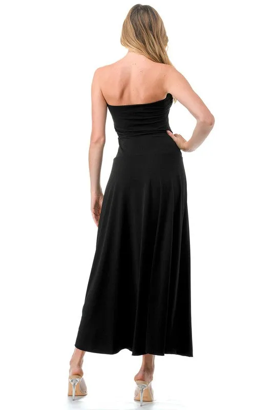 Black Ariella Tube Flare Maxi Dress