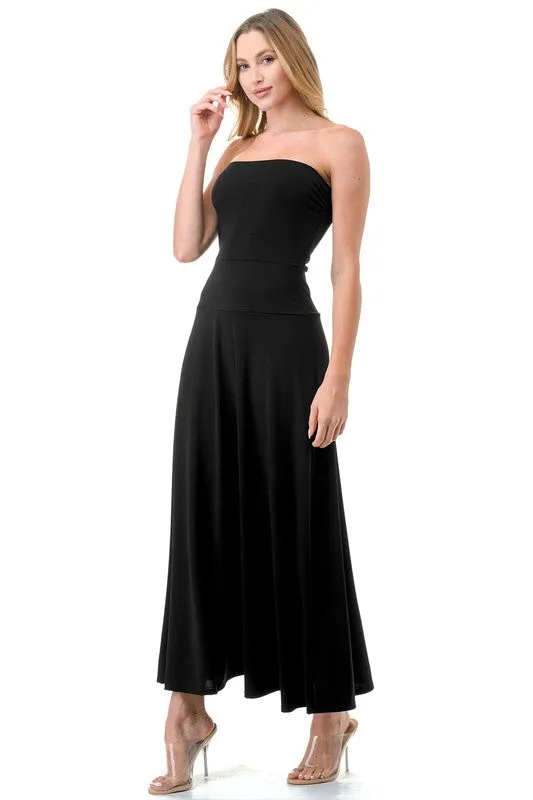 Black Ariella Tube Flare Maxi Dress