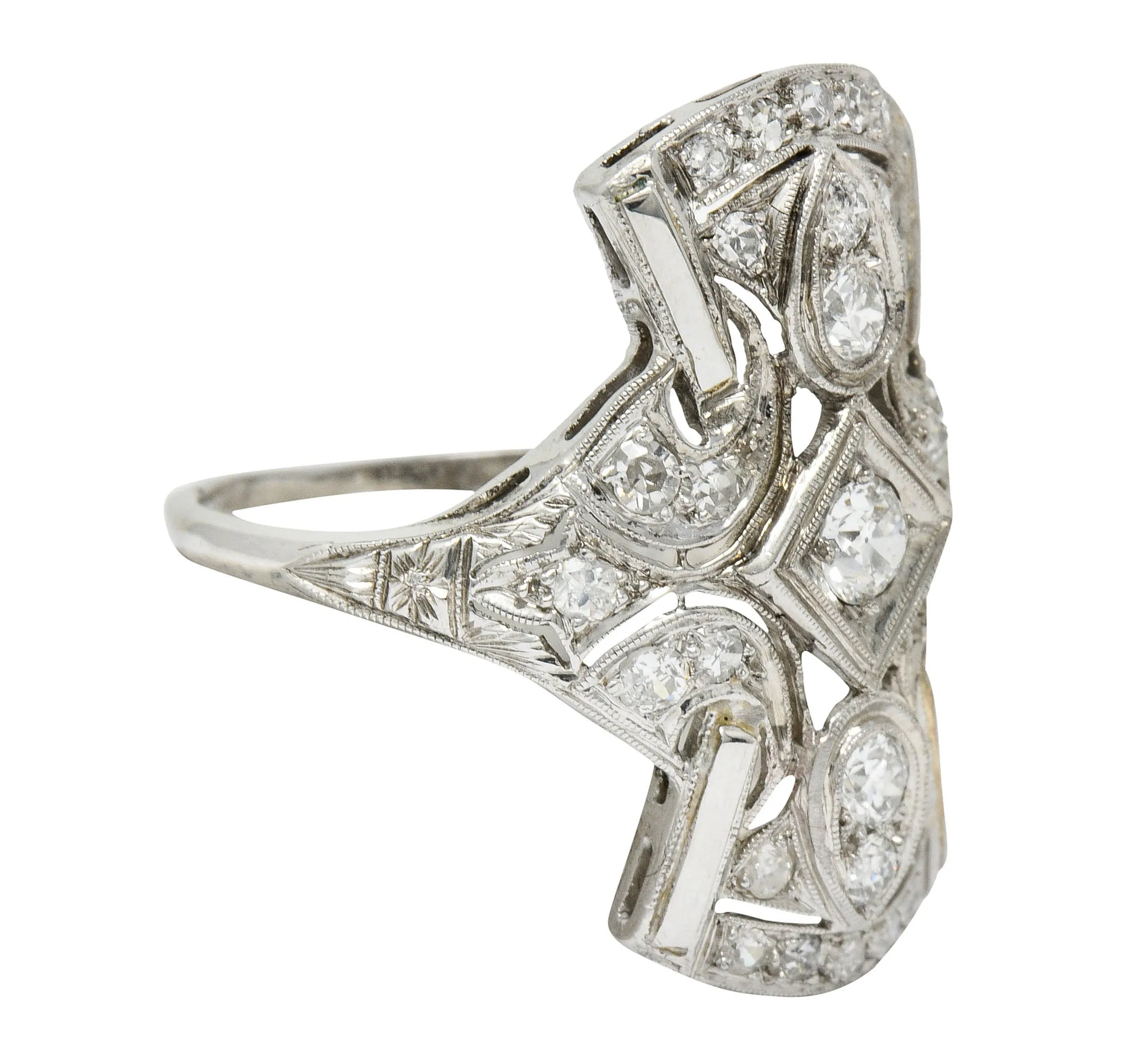 Art Deco Platinum Dinner Ring with 1.00 CTW Diamonds from 1930s