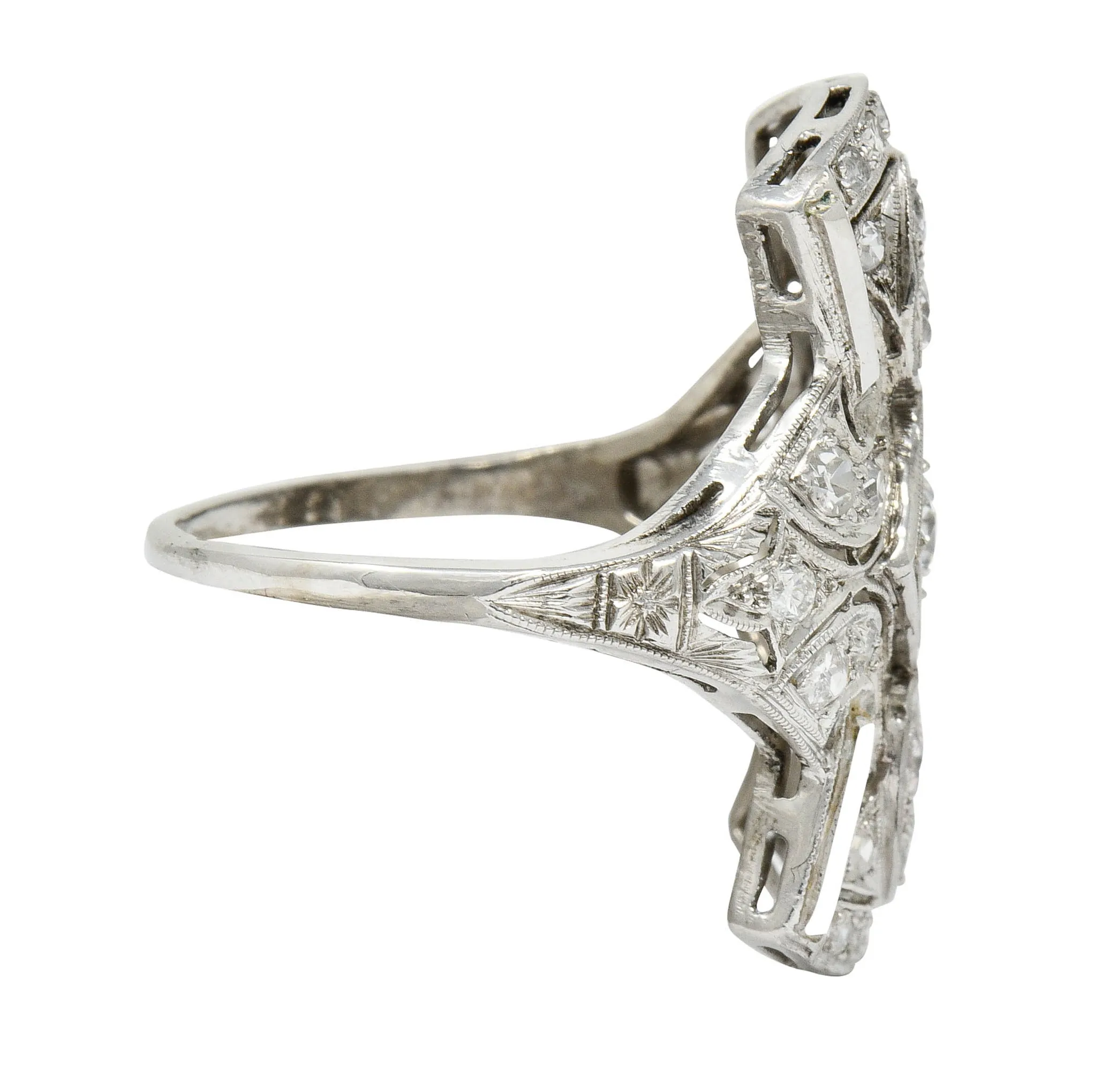 Art Deco Platinum Dinner Ring with 1.00 CTW Diamonds from 1930s