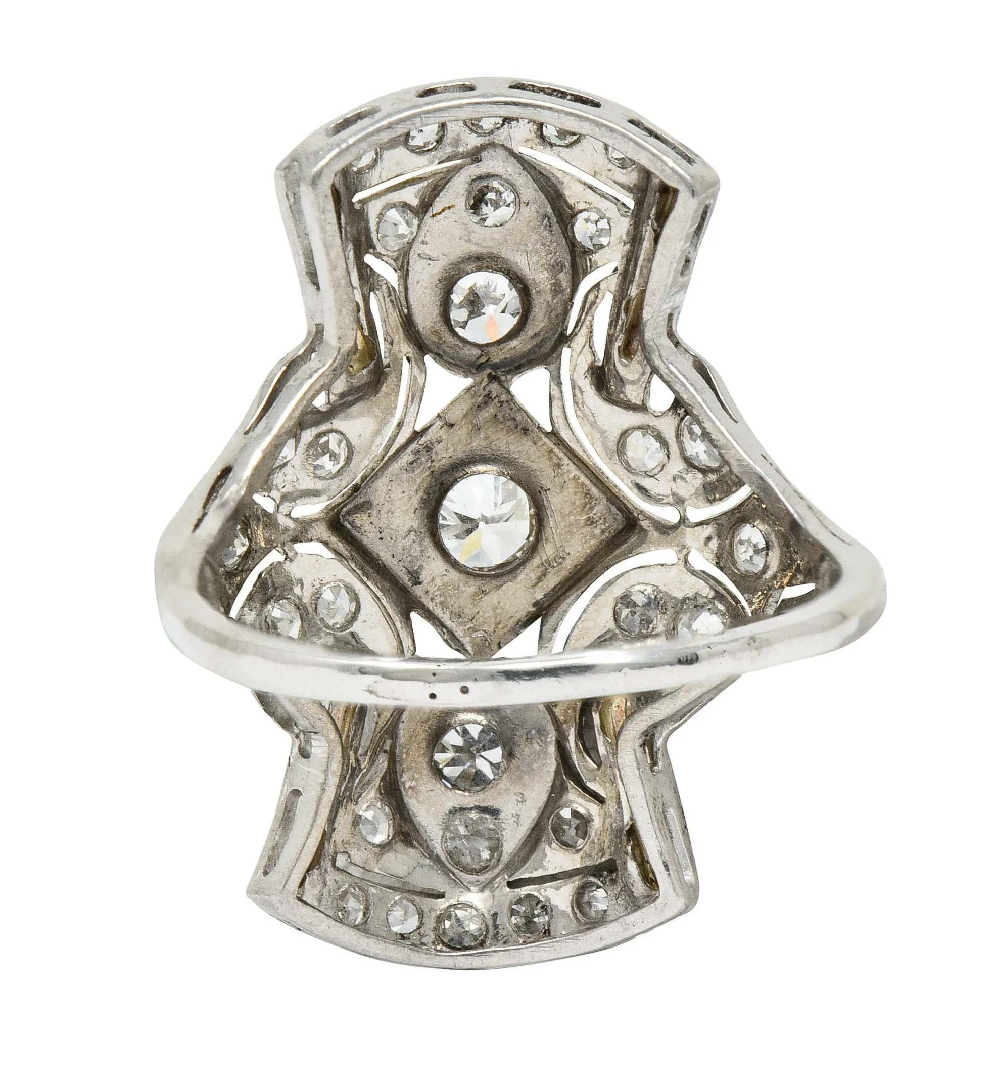 Art Deco Platinum Dinner Ring with 1.00 CTW Diamonds from 1930s