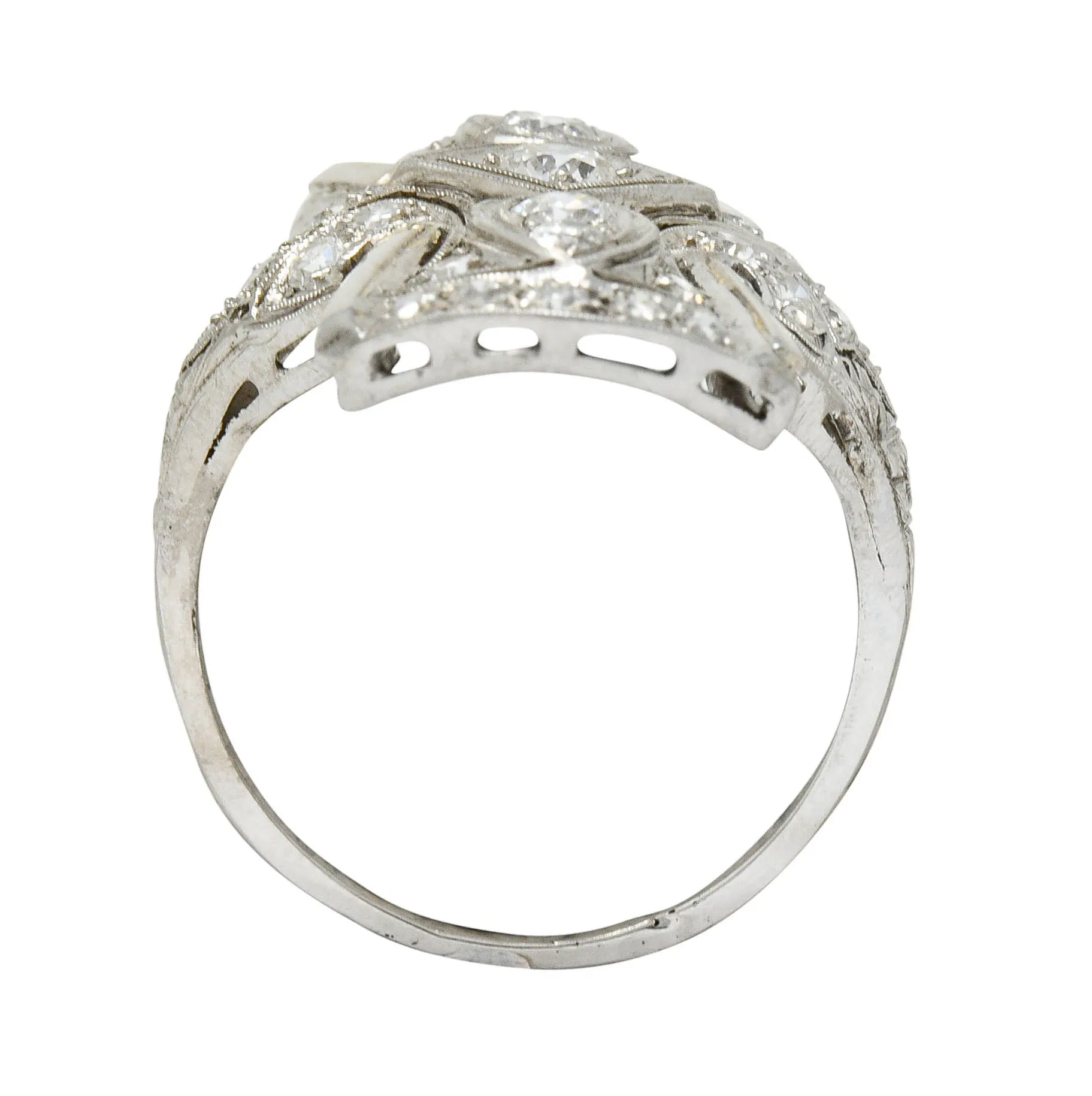 Art Deco Platinum Dinner Ring with 1.00 CTW Diamonds from 1930s