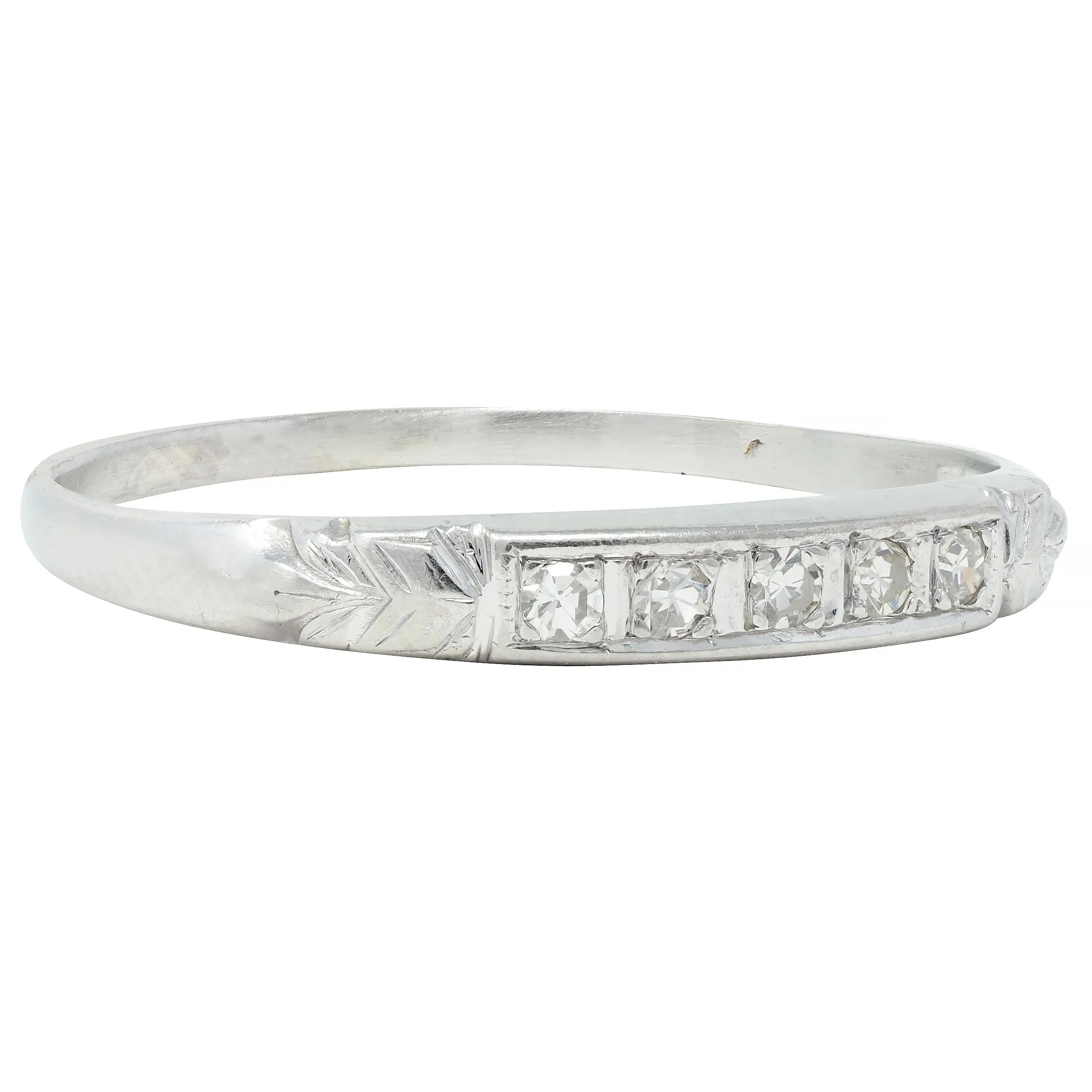 Vintage Art Deco Diamond Five Stone Wedding Band Ring