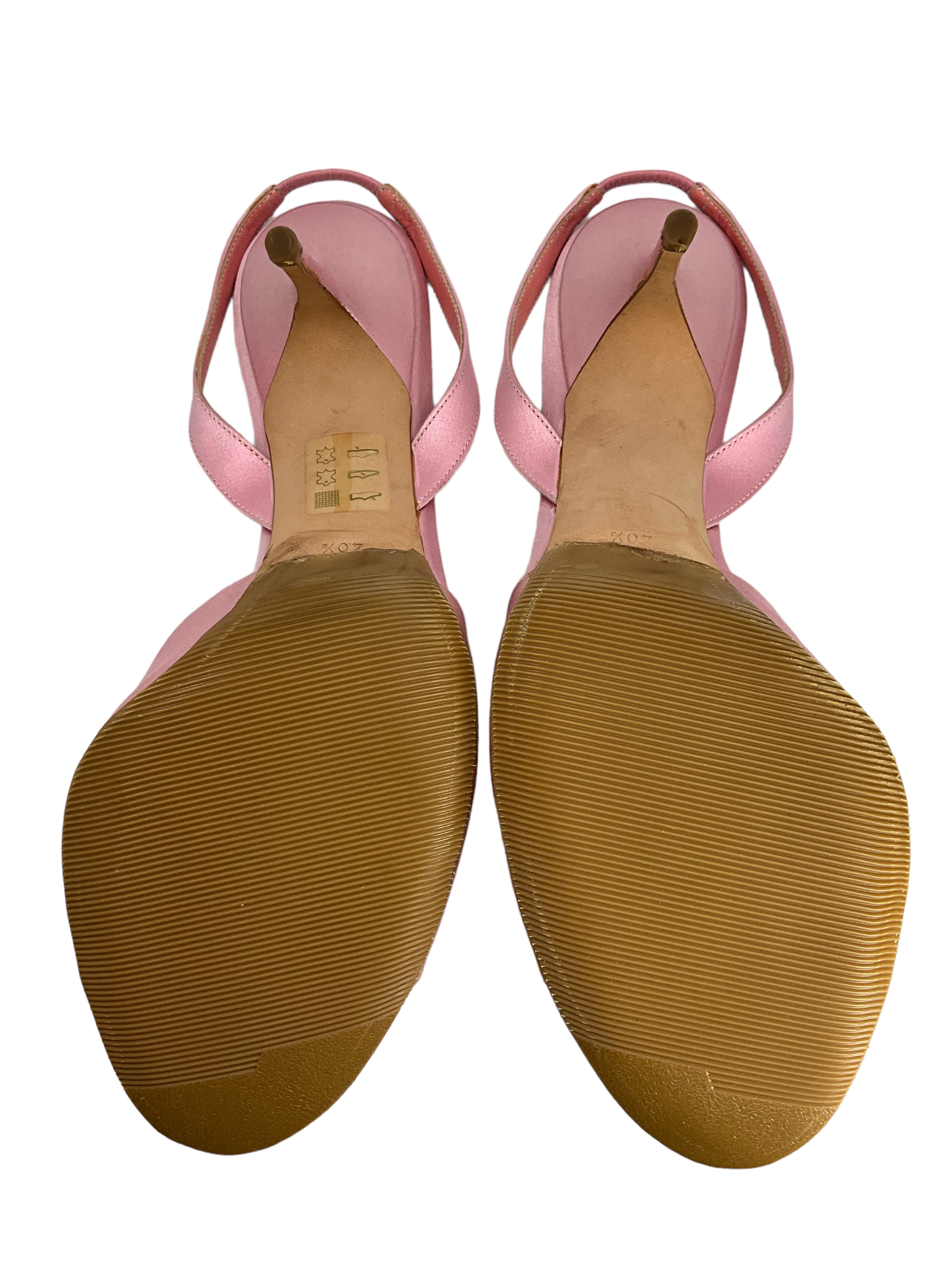 Badgley Mischka Pink Satin Embroidered Sandals Size 10.5 for Sale