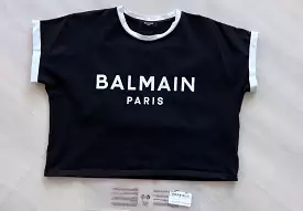 Balmain Logo Crop Tee