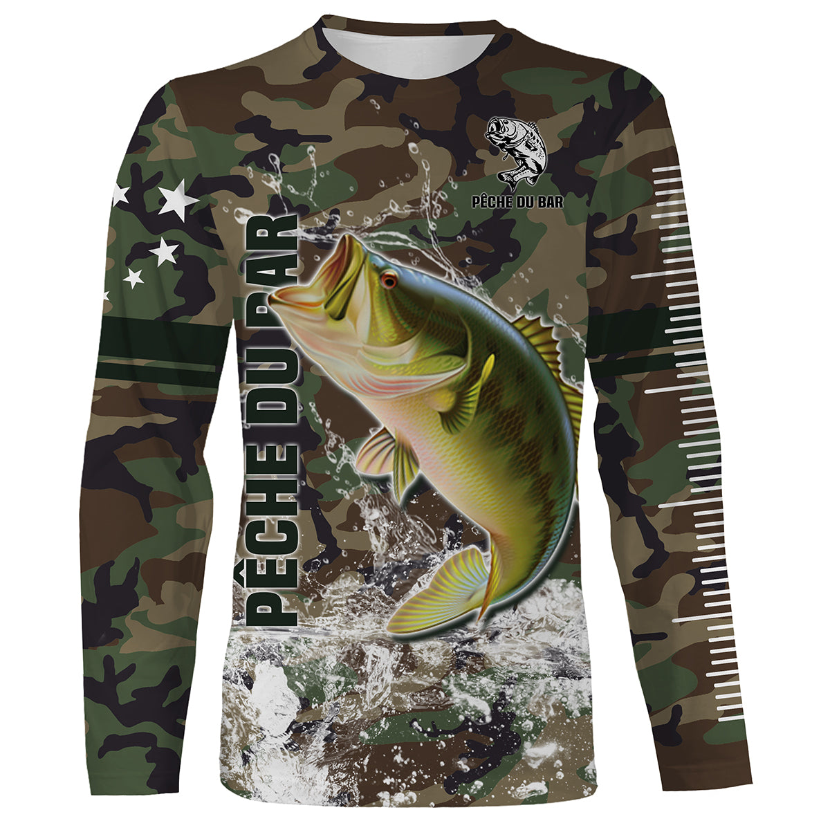 Bar Fishing, Original Gift for Fisherman, Camo Fishing, T-Shirt, Hoodie, UV-Protective Clothing, Personalized Gift