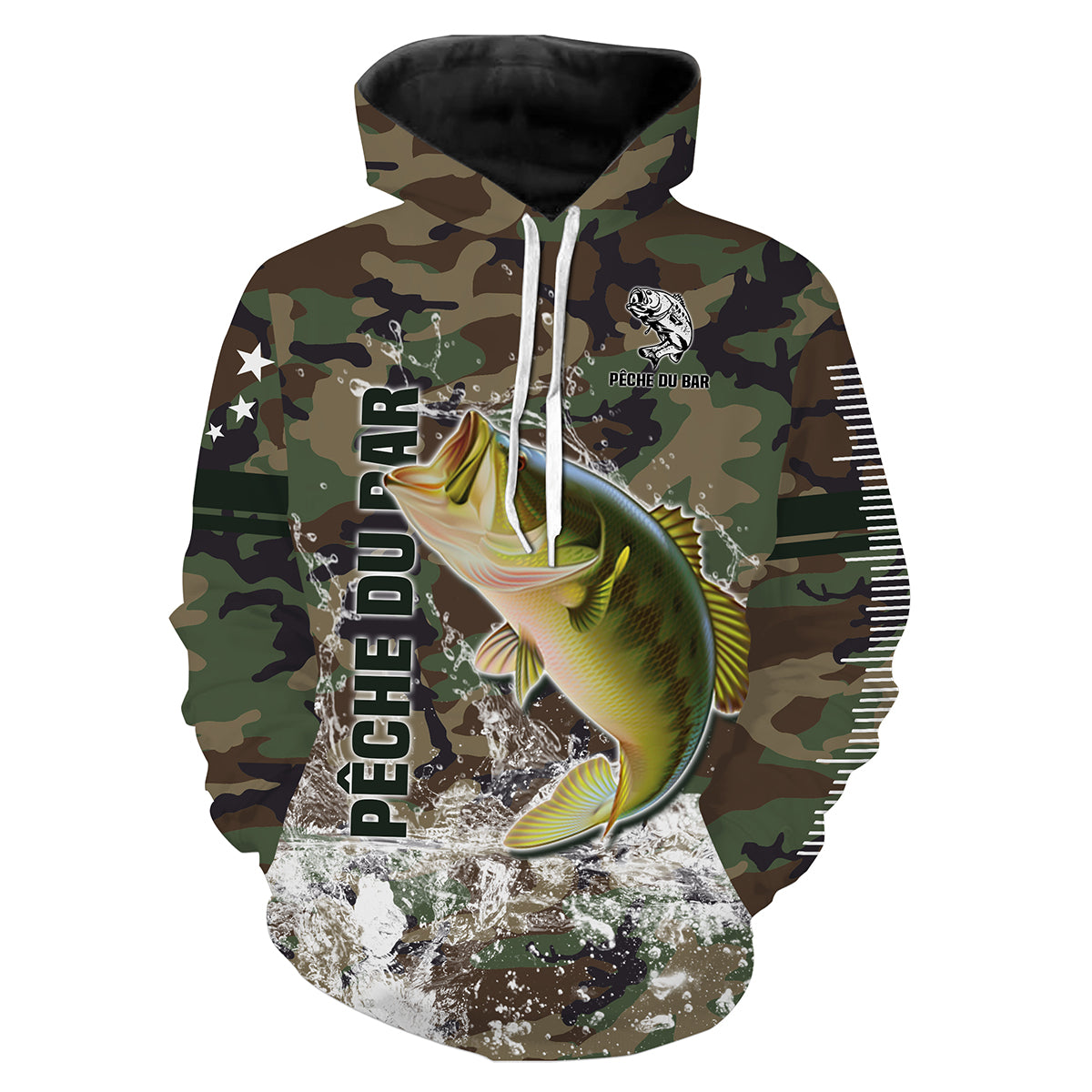 Bar Fishing, Original Gift for Fisherman, Camo Fishing, T-Shirt, Hoodie, UV-Protective Clothing, Personalized Gift