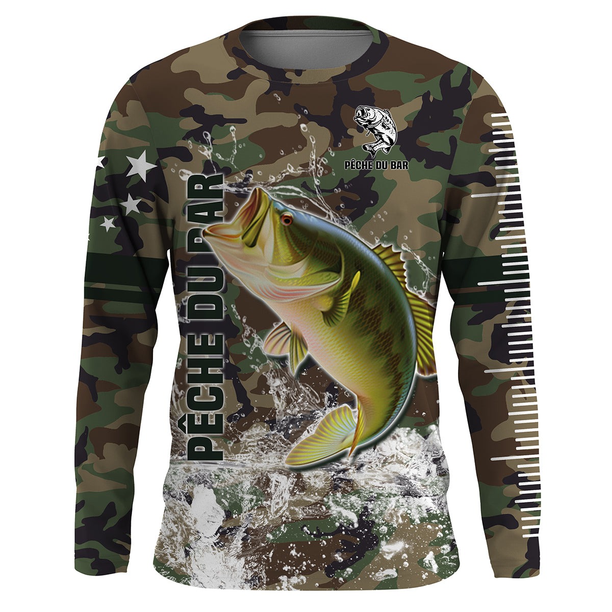 Bar Fishing, Original Gift for Fisherman, Camo Fishing, T-Shirt, Hoodie, UV-Protective Clothing, Personalized Gift