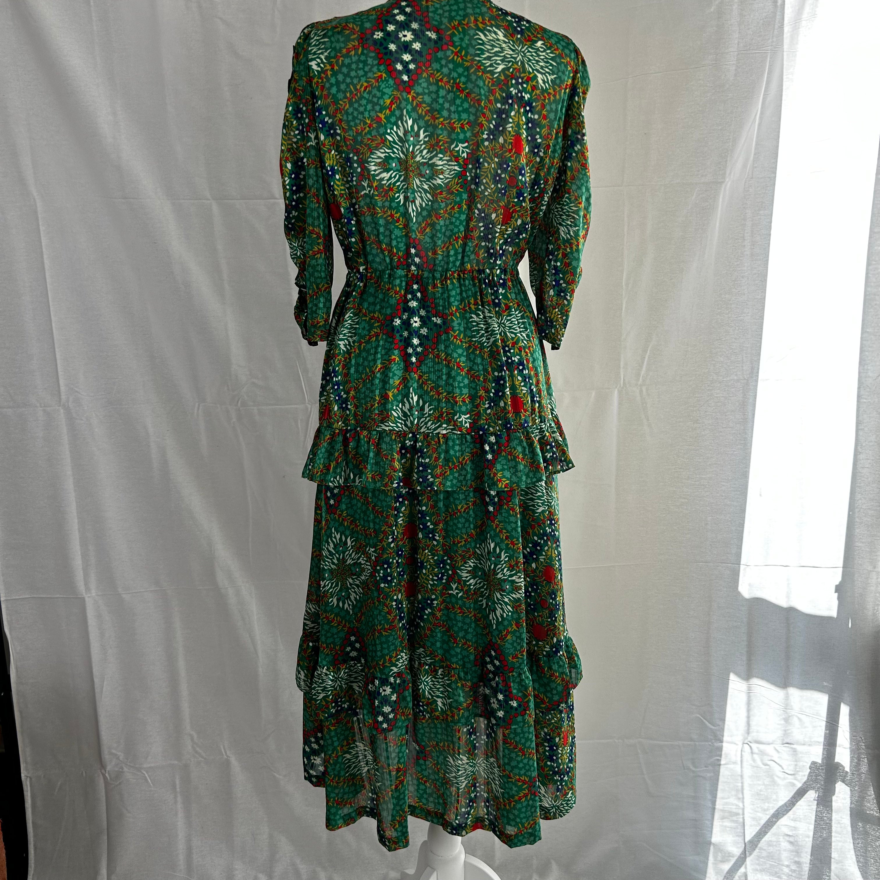 Ba&Sh Brand New 295 Green Floral Print Happy Maxi Dress XS