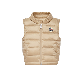 Beige Down Gilet - Shop Now.