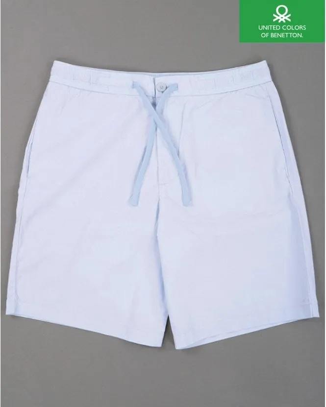 Sky Blue Benetton Cotton Canvas Drawstring Shorts