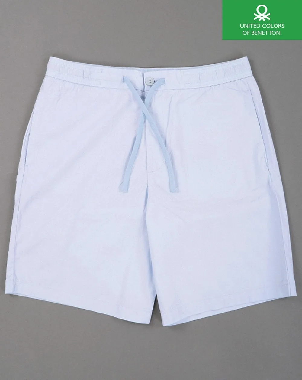 Sky Blue Benetton Cotton Canvas Drawstring Shorts