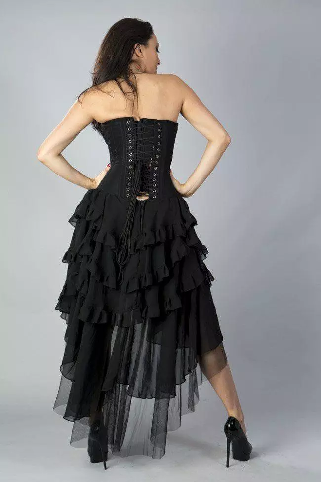 Beverly Prom Dress - Black Chiffon - Corset Style