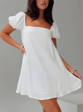 White Mini Linen Blend Dress